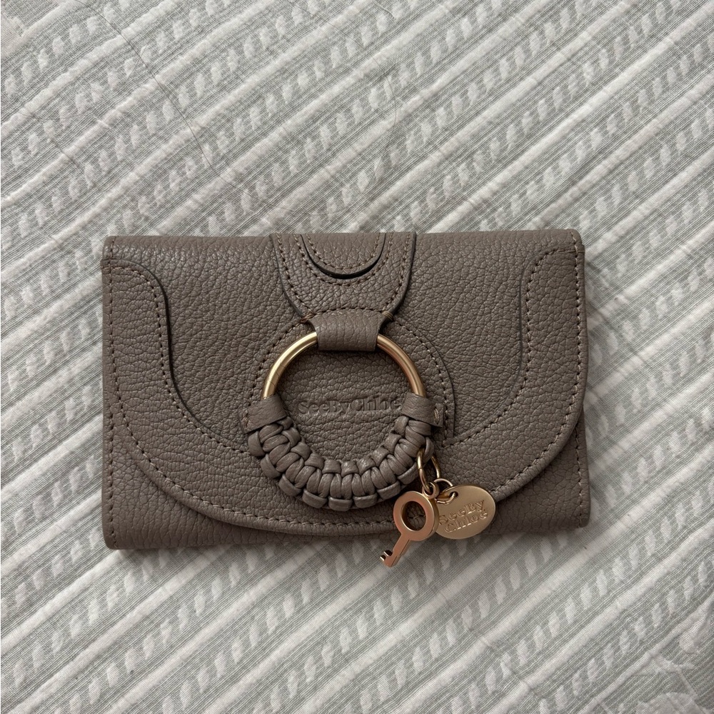 See By Chloe Taupe Wallet with Gold Accents